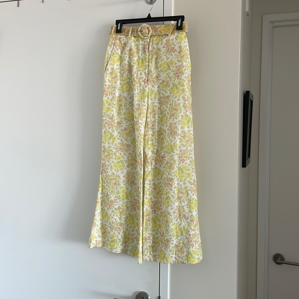 Zimmerman Yellow & Floral Linen Pants